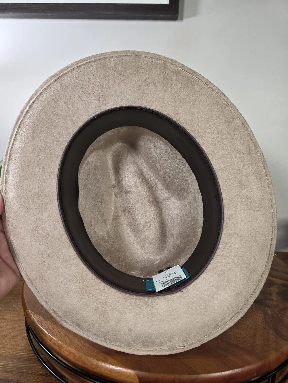 NWT Journey Wide Brim Fedora Hat Tan Cream felt Ribbon Accent Size M